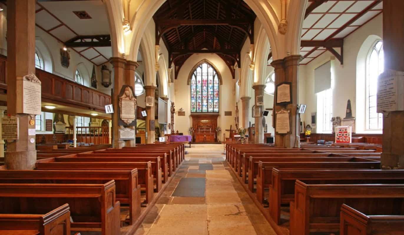 A view of the church with their old pews